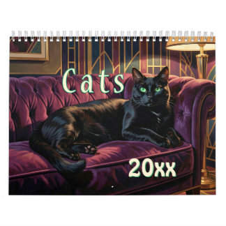 Cozy Cats on Sofas Wall Calendar , Any Year