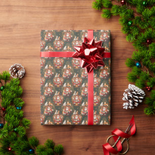Cozy Cats Sharing Milk and Cookies Christmas Santa Wrapping Paper