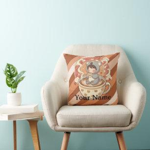 Cozy Chibi Koala Adventure Accent Throw Pillow