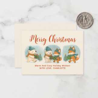 Cozy Christmas Animals Adorable Holiday Note Card