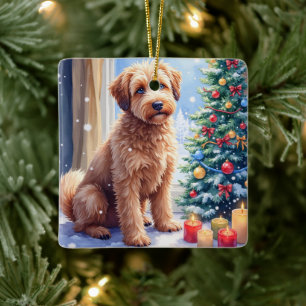 Cozy Christmas Bouvier des Flandres Art Ceramic Ornament