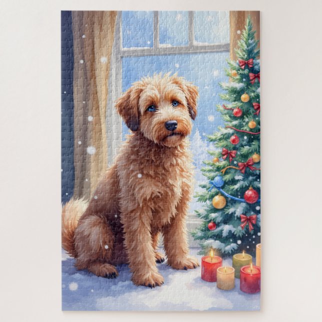 Cozy Christmas Bouvier des Flandres Art Jigsaw Puzzle (Vertical)