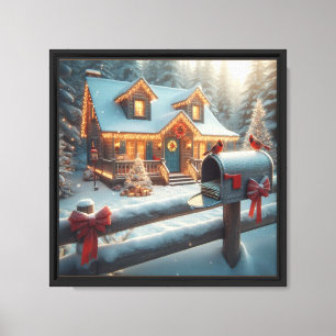 Cozy Christmas Cabin Winter Wonderland Canvas Print