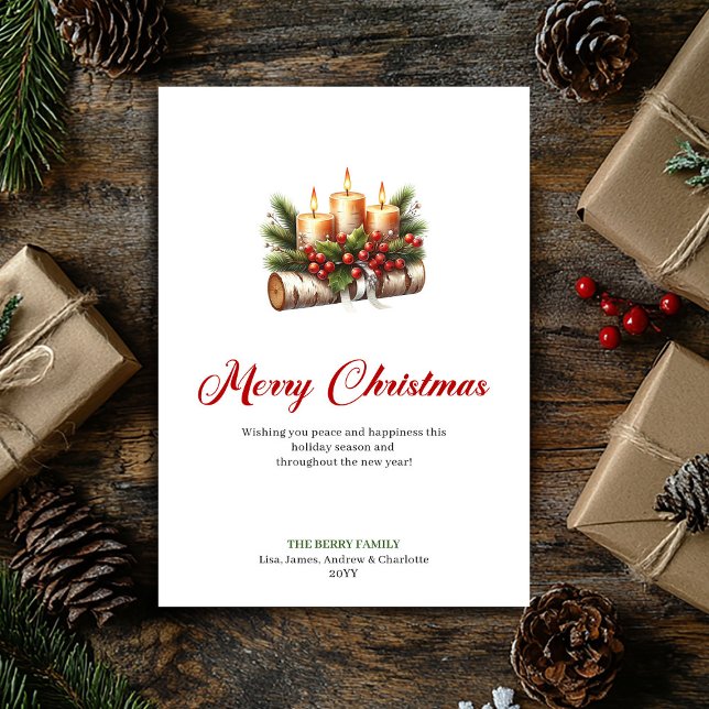 Cozy Christmas candles with holly berries card (Cozy Christmas candles with holly berries card)