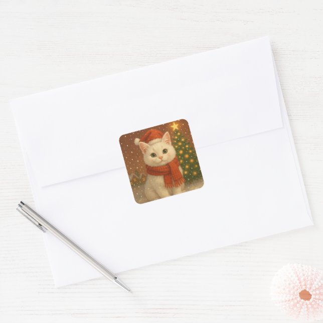 Cozy Christmas cat stickers (Envelope)