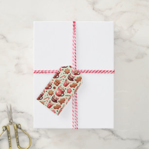 Cozy Christmas Cocoa and Gingerbread Pattern Gift Tags