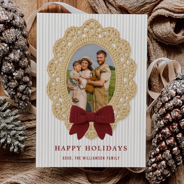 Cozy Christmas Crochet Frame Holiday Photo Card (Cozy Christmas Crochet Frame Holiday Photo Card)