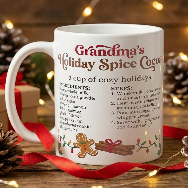 Cozy Christmas, Cute Grandma Hot Chocolate Recipe Coffee Mug (Creator Uploaded)