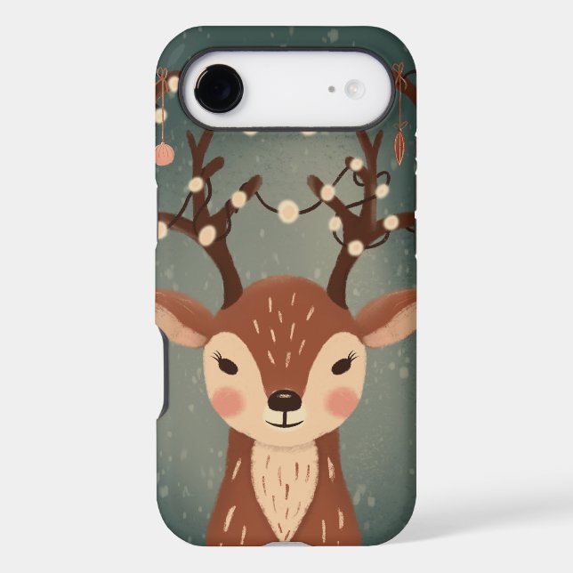 Cozy Christmas Deer with Ornaments and LPhone Case (Back)