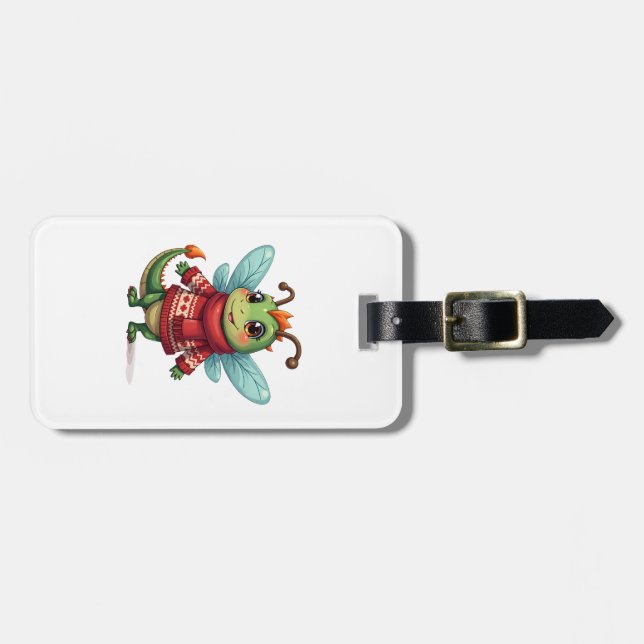 Cozy Christmas Dragonfly Luggage Tag (Front Horizontal)