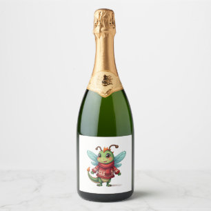 Cozy Christmas Dragonfly Sparkling Wine Label