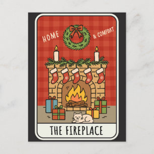 Cozy Christmas Fireplace Home and Comfort Holiday Postcard