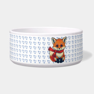 Cozy Christmas Fox Ceramic Pet Bowl