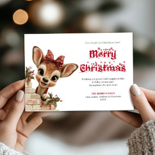 Cozy Christmas funny reindeer cute greeting card
