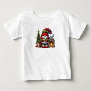 Cozy Christmas Gnome Art – Festive Holiday Baby T-Shirt