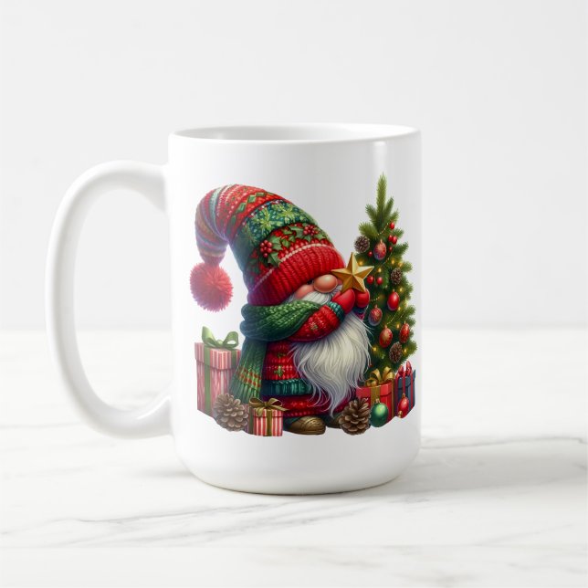 Cozy Christmas Gnome Art – Festive Holiday Coffee Mug (Left)