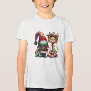 Cozy Christmas Gnome Art – Festive Holiday Tri-Blend Shirt