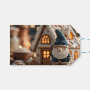 Cozy Christmas Gnome with Gingerbread House Gift Tags