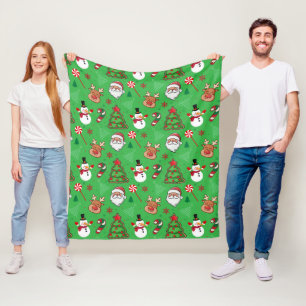 Cozy Christmas Magic– Santa, Reindeer & Snowflakes Fleece Blanket