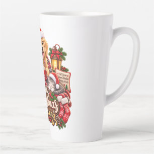 Cozy Christmas Morning Golden Retriever & Cat Hot Latte Mug