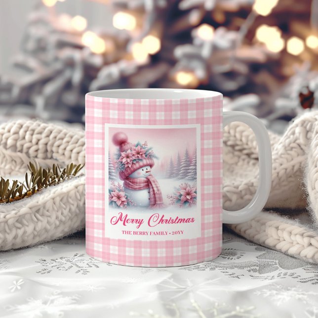 Cozy Christmas Mug Pink Snowman Winter Forest Kids (Cozy Christmas Mug Pink Snowman Winter Forest Kids Gift)