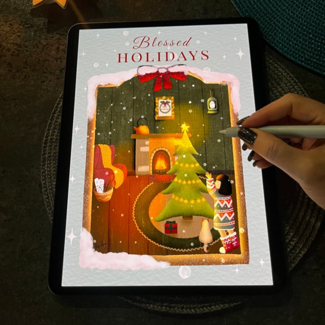 Cozy Christmas Night Holiday Card (Creator Uploaded)