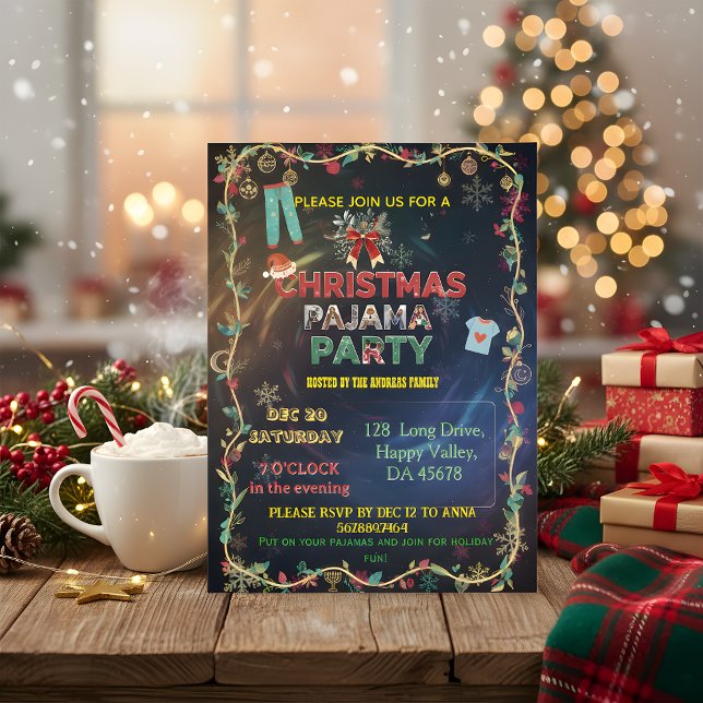 Cozy Christmas Pajama Bash | Festive Family Postcard (Creator Uploaded)