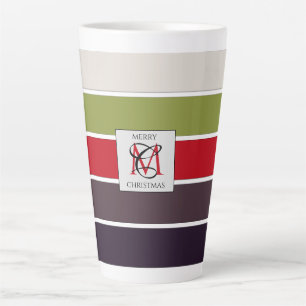Cozy Christmas Pastel Color Palette Monogram Latte Mug