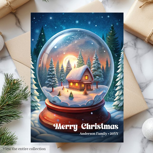 Cozy Christmas scene rustic pine holiday greeting Card (Cozy Christmas bells rustic pine holiday greeting)