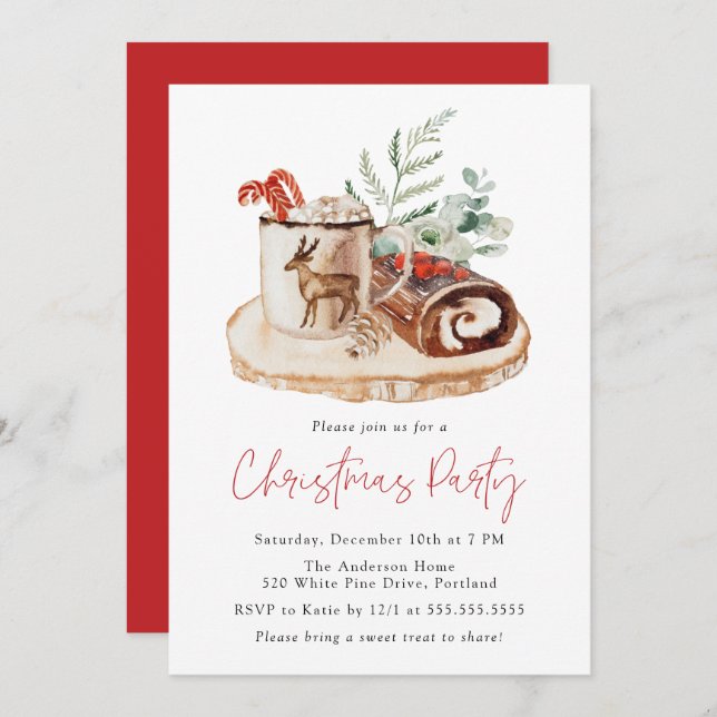 Cozy Christmas Sweet Treats Christmas Party Invitation (Front/Back)