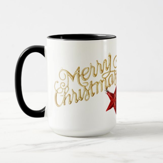 Cozy Christmas t tshirt with Santa Claus Design Mug (Left)