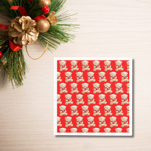 Cozy Christmas Teddy Bear Napkin