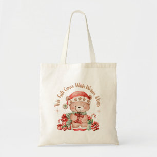 Cozy Christmas Teddy Bear Tote Bag