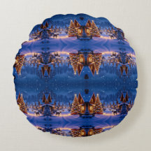 Cozy Christmas Throw  Round Pillow