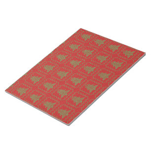 Cozy Christmas tree ugly sweater checkered pattern Notepad