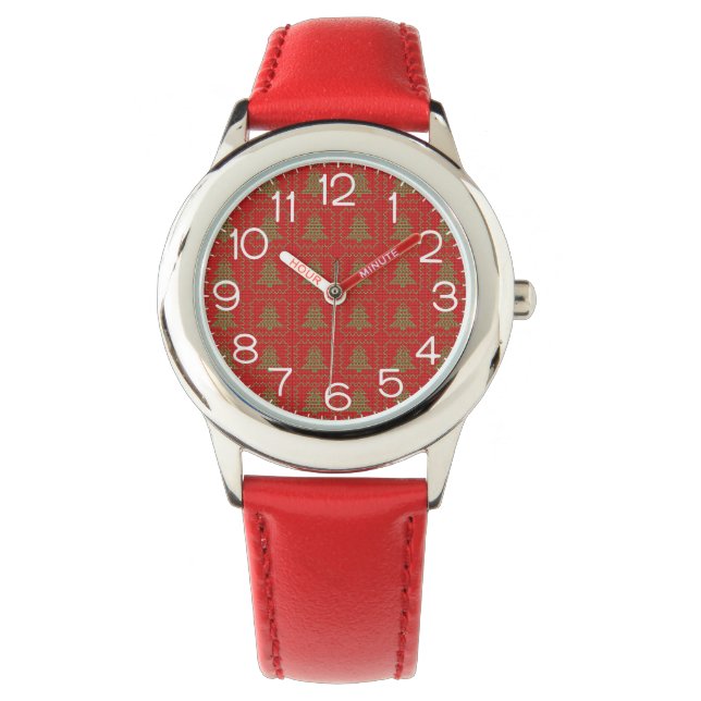 Cozy Christmas tree ugly sweater checkered pattern Watch (Front)