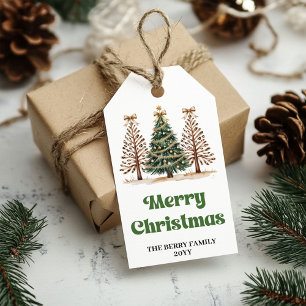 Cozy Christmas trees watercolor custom gift tags