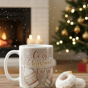 Cozy Christmas Vibes Mug Rustic Winter Cabin Coc