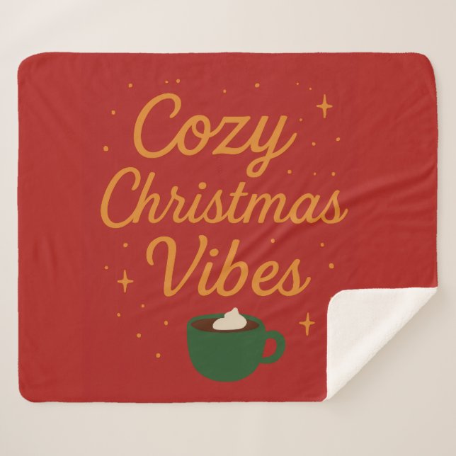 Cozy Christmas Vibes Sherpa Blanket (Front (Horizontal))