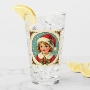 Cozy Christmas Victorian Cute Girl Glass