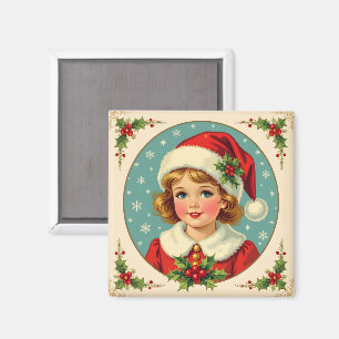 Cozy Christmas Victorian Cute Girl Magnet