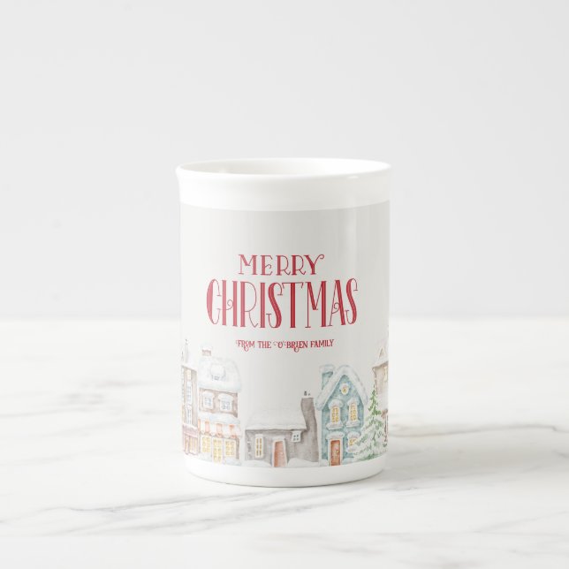 Cozy Christmas Winter Homes Bone China Mug (Front)