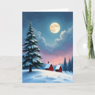 Cozy Christmas Winter Moon Card