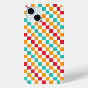 Cozy classroom diagonal checkerboard pattern iPhone 15 mini case
