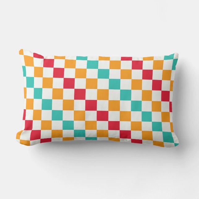 Cozy classroom diagonal checkerboard pattern lumbar cushion (Front)