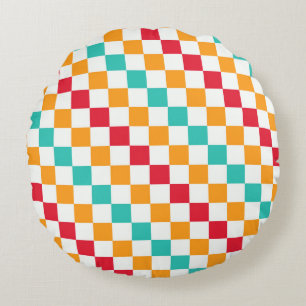 Cozy classroom diagonal checkerboard pattern round cushion