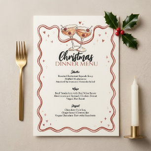 Cozy Cocktail Christmas Wavy Frame Holiday Menu