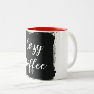 Cozy Coffee Aesthetic Script Two-Tone Ceramic Mug