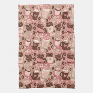 Cozy Coffee Cup Pattern (5) Tea Towel