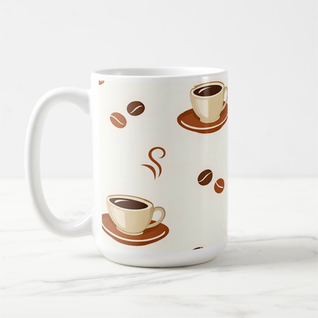 Cozy Coffee Cups Seamless Pattern (Left)